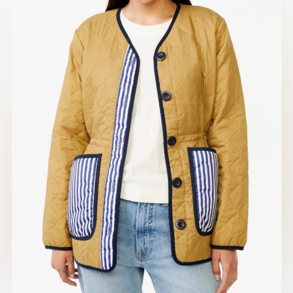 Free Assembly Women's Quilted Cinched Waist Liner Jacket Small